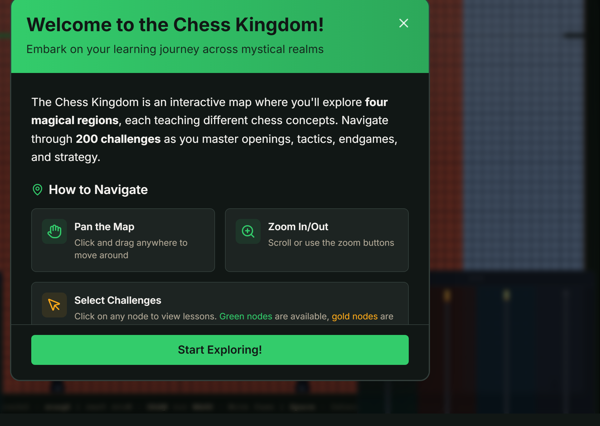 Chess Kingdom interactive world map